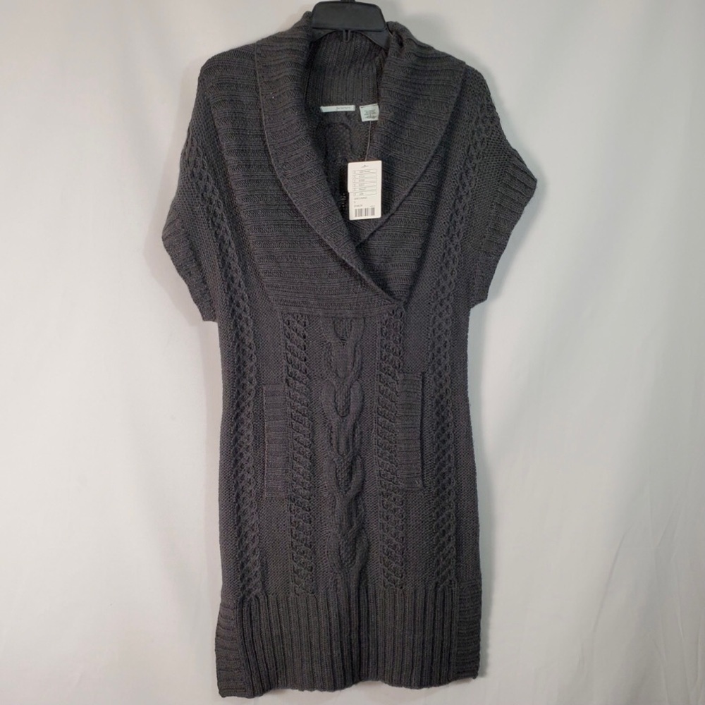 NWT Anthropologie Guinevere Wool Mohair Sweater Dress Tunic Sheer Open Grey Sm